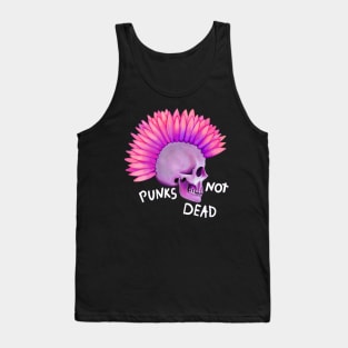 Punks not dead skull and violet flower Tank Top